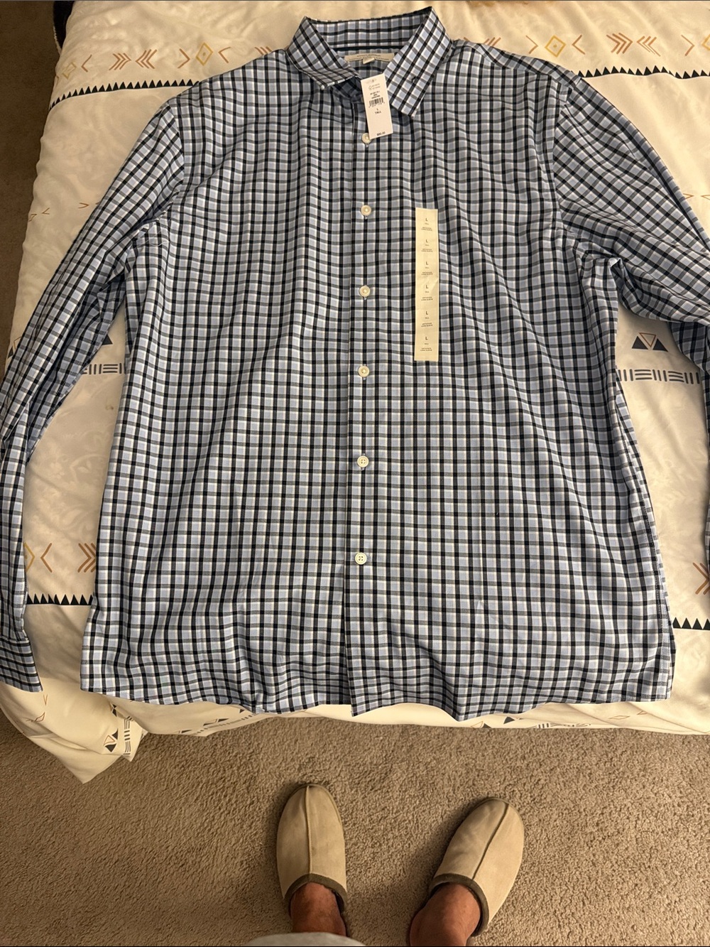 Banana Republic Blue and White Plaid Button-Down Shirt